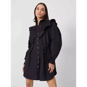 French Connection Black Button-Up Dress